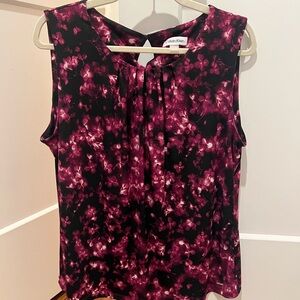 Calvin Klein like-new Women's Floral Sleeveless Blouse - Purple, Magenta & Black